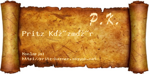 Pritz Kázmér névjegykártya
